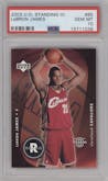 LeBron James from the 2003-04 Upper Deck Standing O set graded by PSA and given an overall grade of 10.
