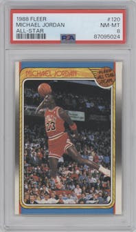 Michael Jordan from the 1988-89 Fleer set graded by PSA and given an overall grade of 8.
