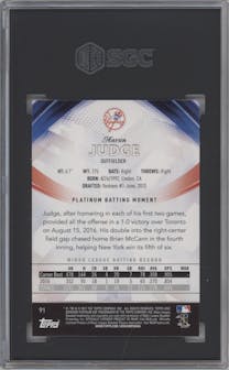 Aaron Judge from the 2017 Bowman Platinum set graded by SGC and given an overall grade of 8.5.