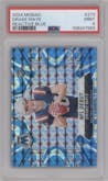Drake Maye from the 2024 Panini Mosaic set featuring a Reactive Blue parallel graded by PSA and given an overall grade of 9.