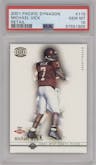 Michael Vick from the 2001 Pacific Dynagon set featuring a Retail parallel graded by PSA and given an overall grade of 10.