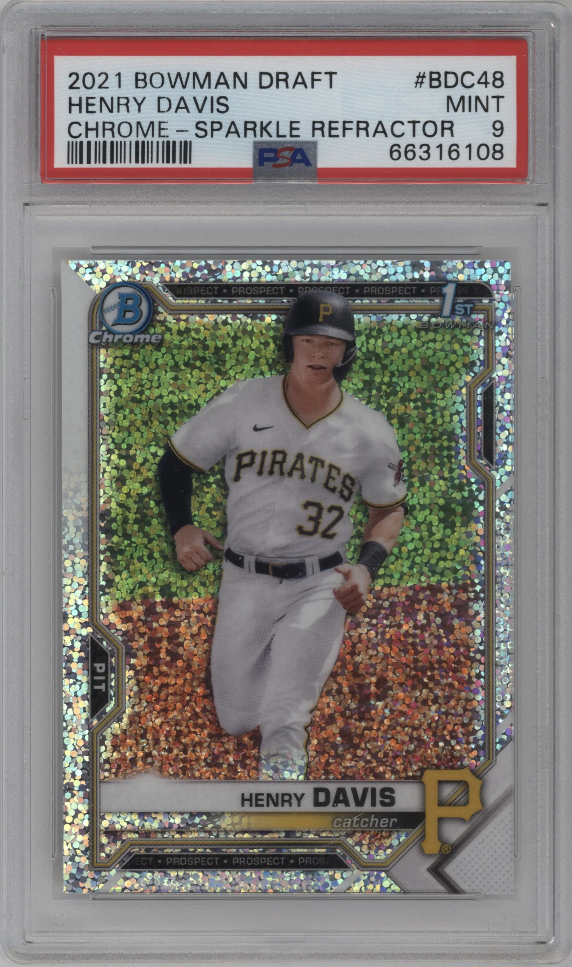 2021 Bowman Draft Chrome Henry Davis Sparkle Refractor PSA 9