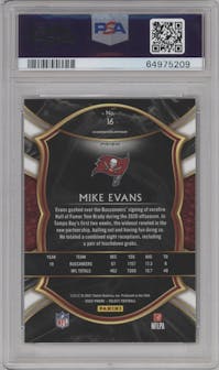 Mike Evans from the 2020 Panini Select set featuring a Zebra parallel graded by PSA and given an overall grade of 9.