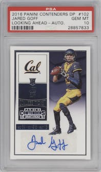 Jared Goff from the 2016 Panini Contenders Draft Picks set graded by PSA and given an overall grade of 10.