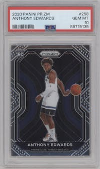 Anthony Edwards from the 2020-21 Panini Prizm set graded by PSA and given an overall grade of 10.
