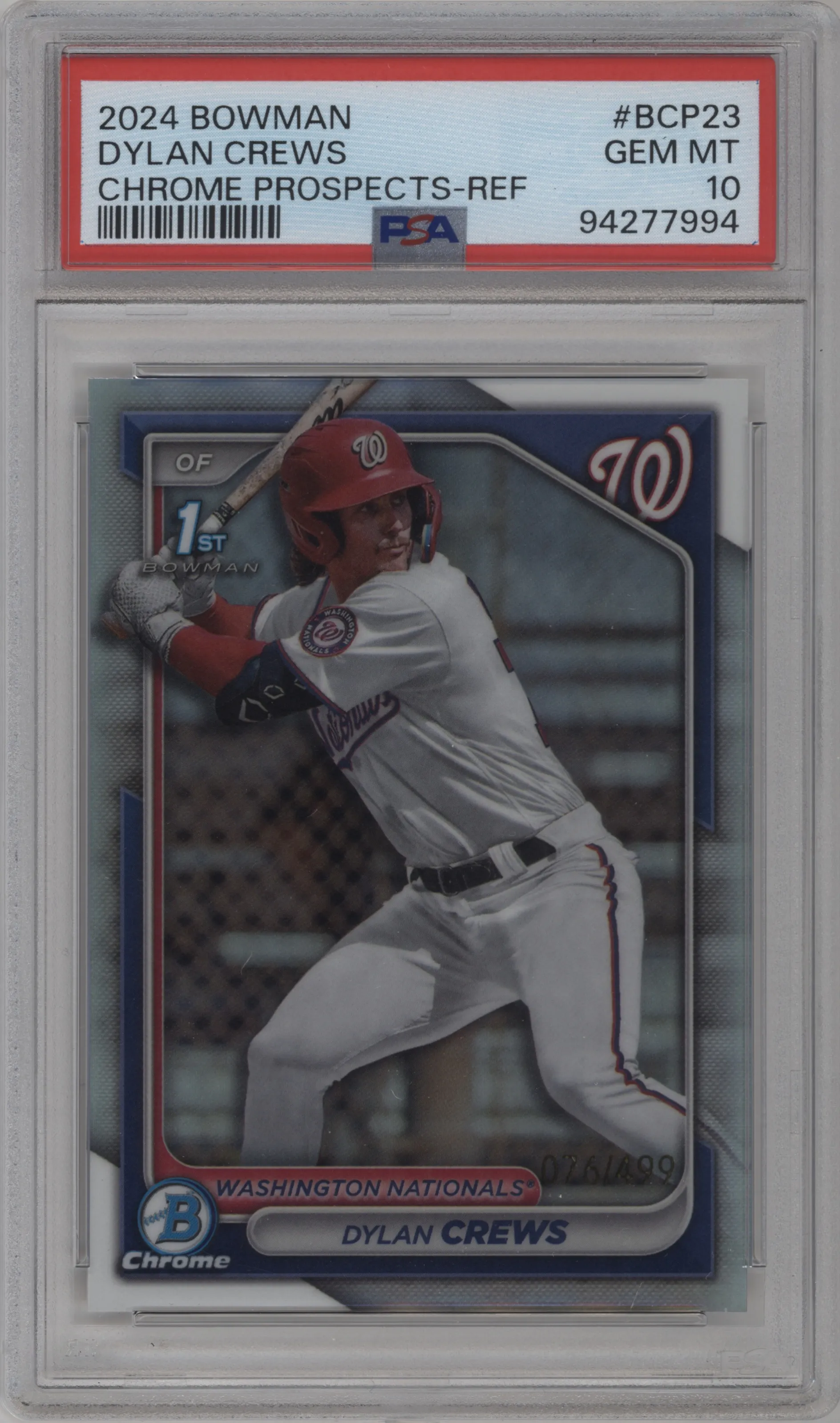 2024 Bowman Chrome Pros. Dylan Crews Refractor PSA 10
