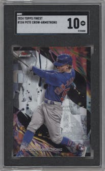 Pete Crow-Armstrong from the 2024 Topps Finest set graded by SGC and given an overall grade of 10.