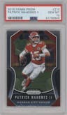 Patrick Mahomes II from the 2019 Panini Prizm set graded by PSA and given an overall grade of 10.