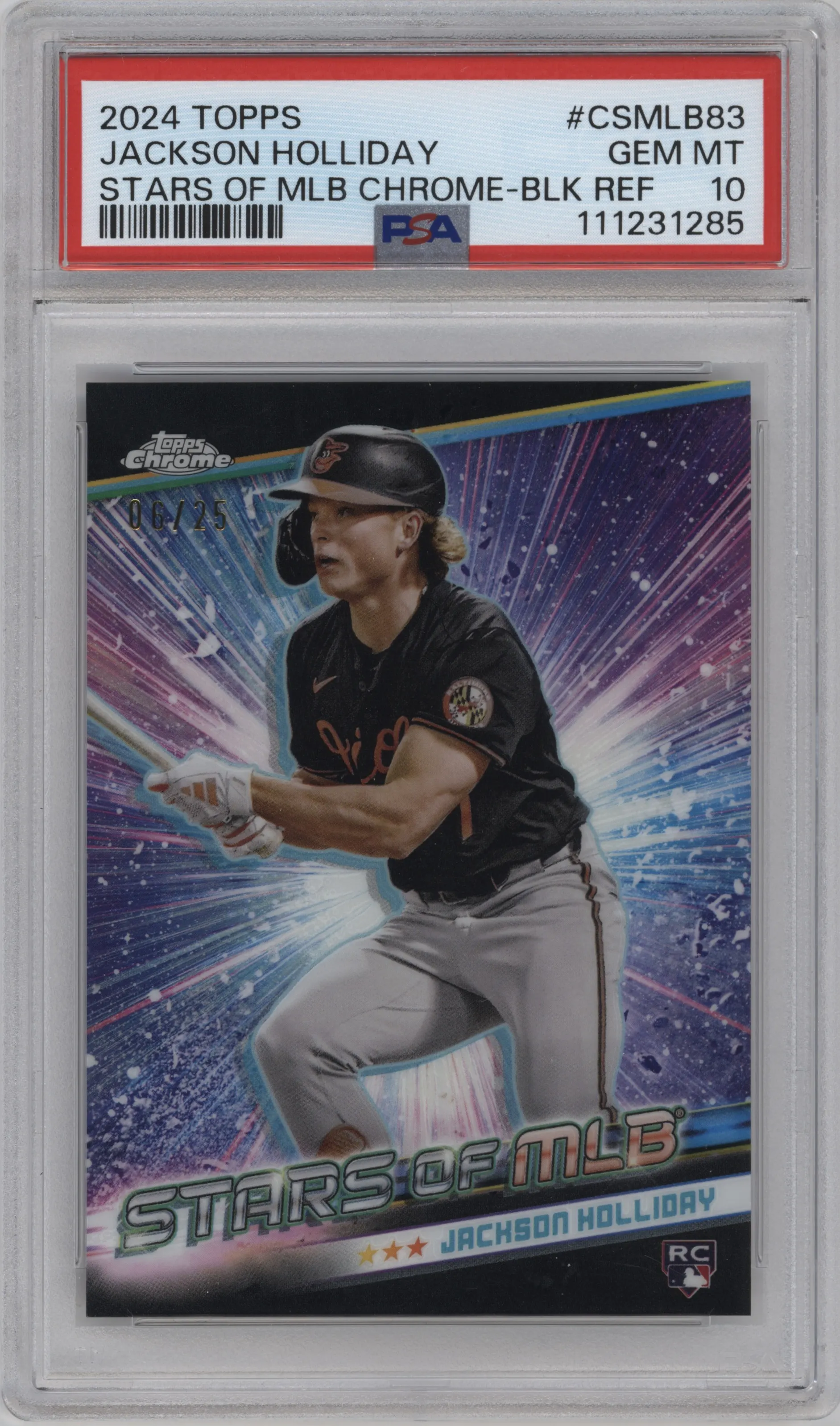 2024 Topps Update Stars of MLB Chr. Jackson Holliday Black Refractor PSA 10