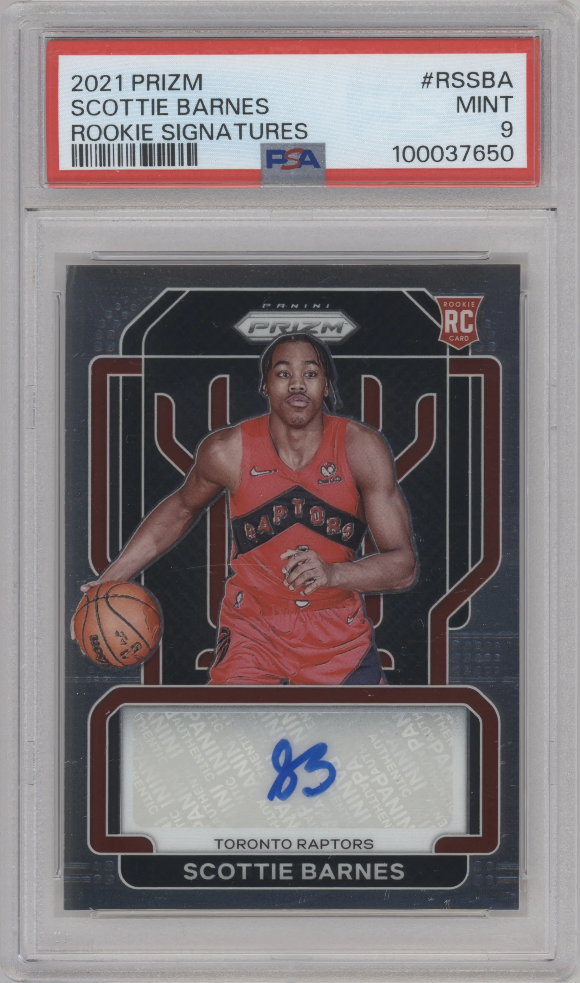 2021 Panini Prizm Rke.Sig. Scottie Barnes #RS-SBA PSA 9