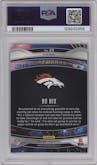 Bo Nix from the 2024 Panini Prizm set featuring a Green Prizm parallel graded by PSA and given an overall grade of 10.