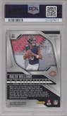 Caleb Williams from the 2024 Panini Prizm set featuring a Silver Prizm parallel graded by PSA and given an overall grade of 9.