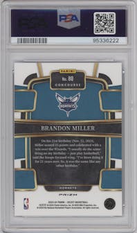 Brandon Miller from the 2023-24 Panini Select  set featuring a Blue Cracked Ice parallel graded by PSA and given an overall grade of 10.