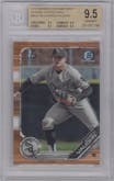 Andrew Vaughn from the 2019 Bowman Draft set featuring a Orange Refractor  parallel graded by Beckett and given an overall grade of 9.5.