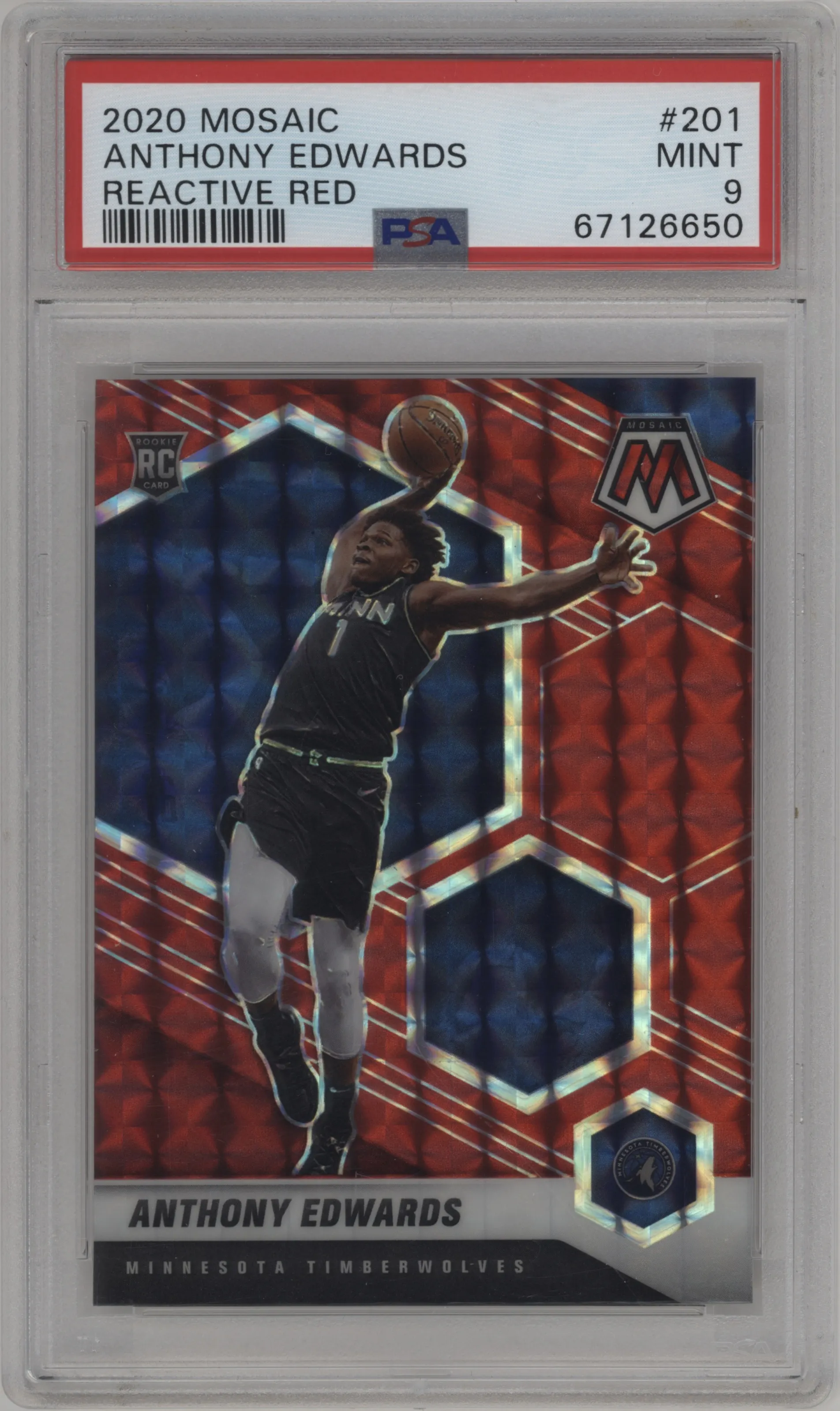 2020 Panini Mosaic Anthony Edwards Reactive Red PSA 9
