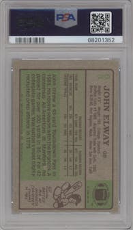 John Elway from the 1984 Topps set graded by PSA and given an overall grade of 9.