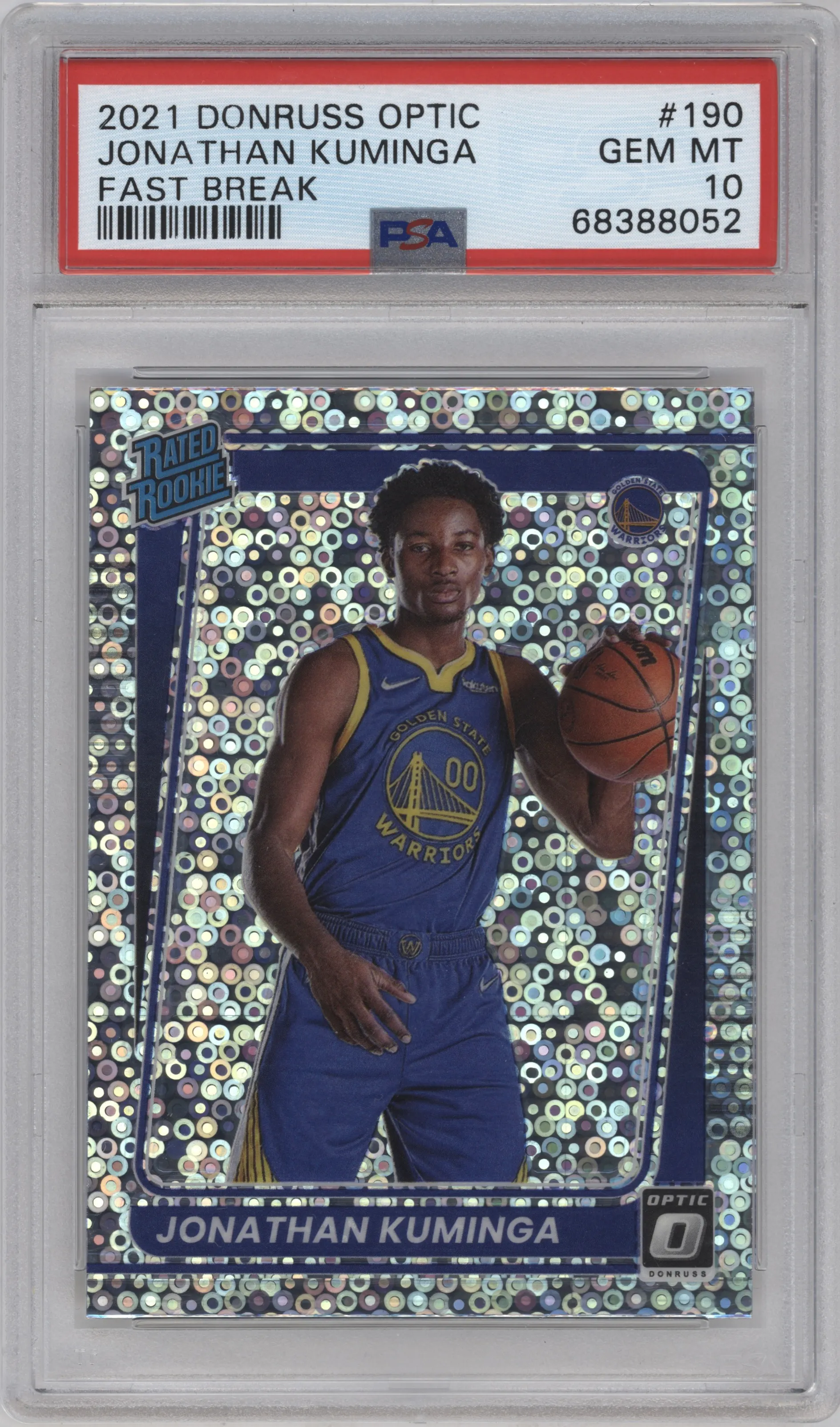 2021 Panini Donruss Optic Rated Rookie Jonathan Kuminga Fast Break #190 PSA 10