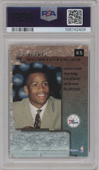 Allen Iverson from the 1996-97 Skybox Premium set graded by PSA and given an overall grade of 9.