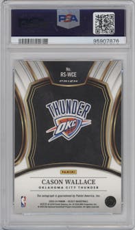 Cason Wallace from the 2023-24 Panini Select  set featuring a Disco parallel graded by PSA and given an overall grade of 10.
