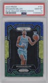 Brandon Miller from the 2023-24 Panini Prizm set featuring a Choice Blue/Yellow/Green parallel graded by PSA and given an overall grade of 10.
