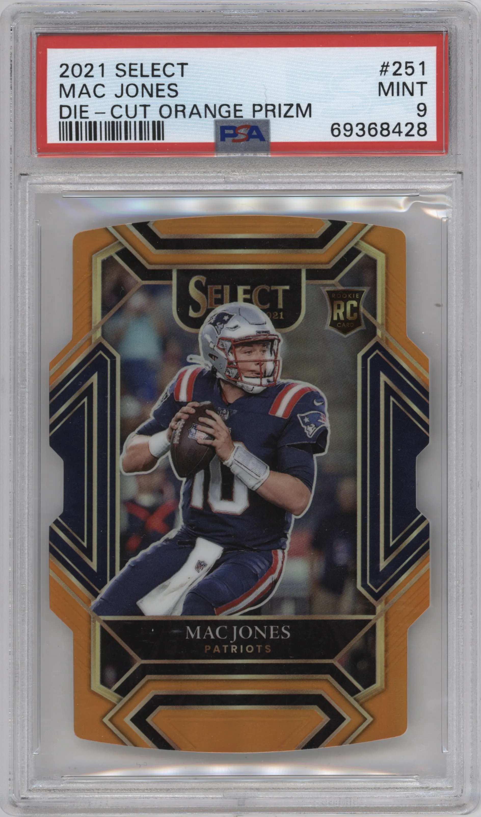 2021 Panini Select Club Lvl. Mac Jones Die-Cut Orange PSA 9