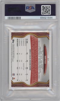 Travis Kelce from the 2013 Topps Mini set graded by PSA and given an overall grade of 10.