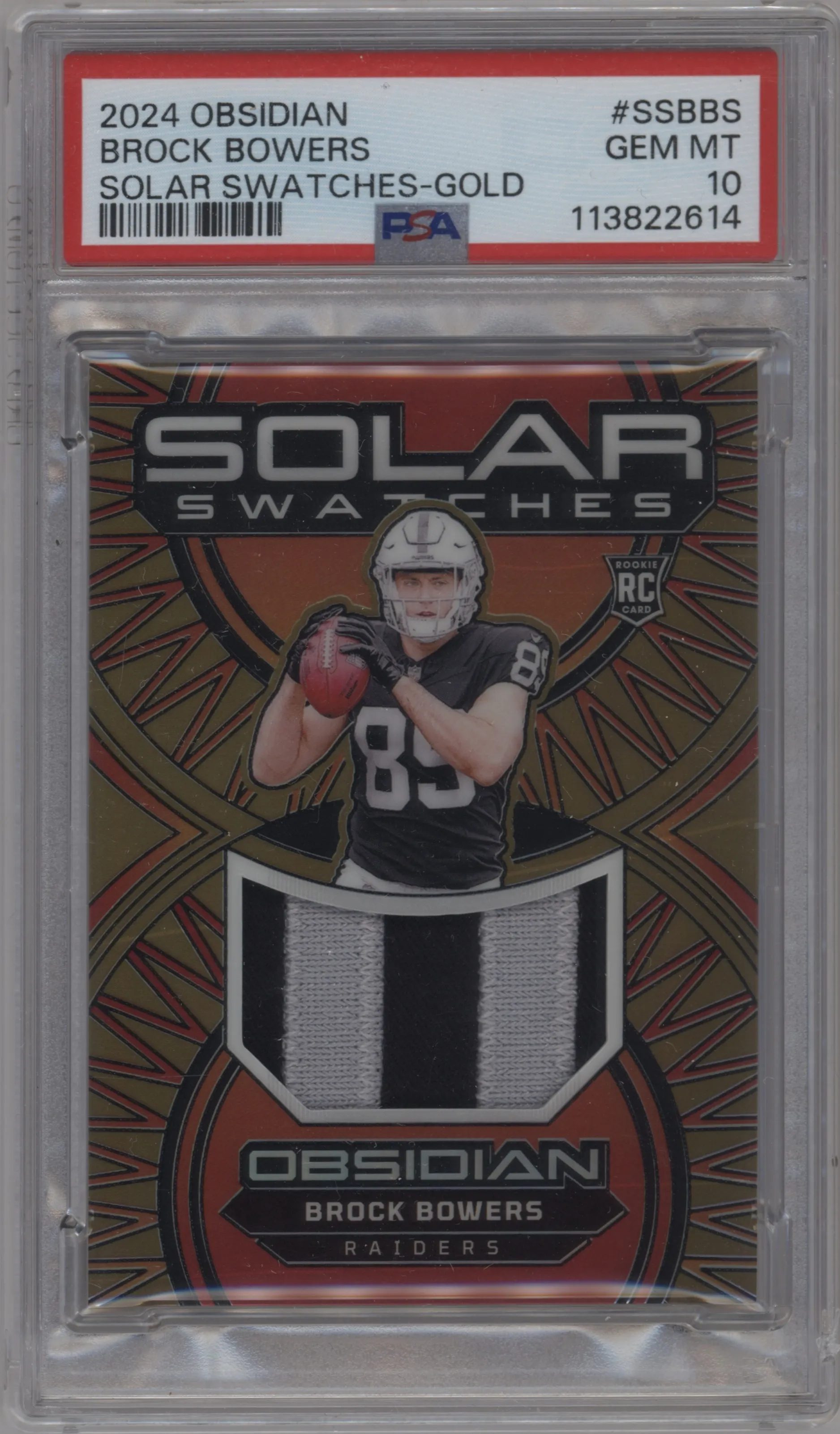 2024 Panini Obsidian Solar Swch. Brock Bowers Gold #SS-BBS PSA 10