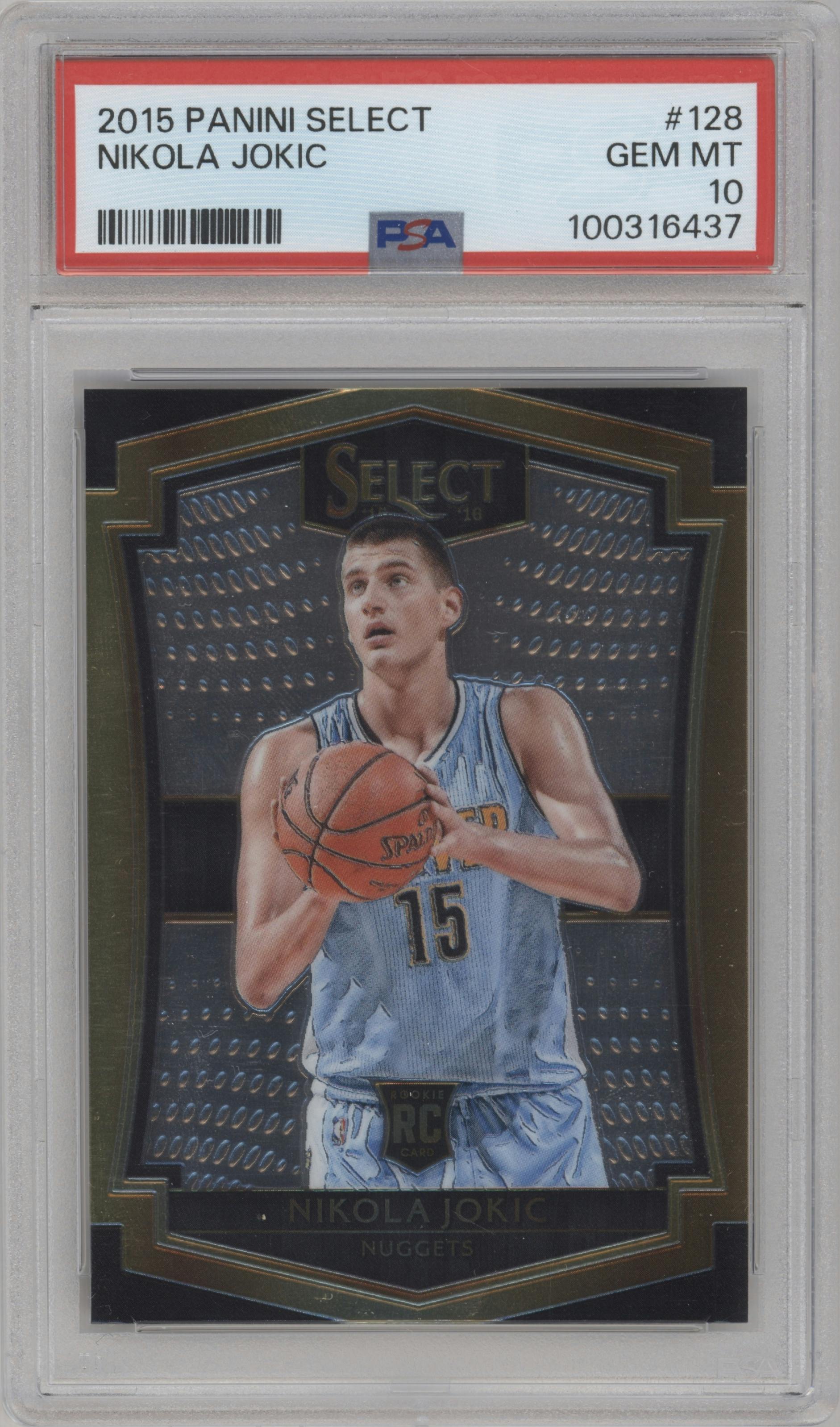 Nikola Jokic from the 2015-16 Panini Select  set graded by PSA and given an overall grade of 10.