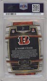 Ja'Marr Chase from the 2021 Panini Select set featuring a Die-Cut Orange parallel graded by PSA and given an overall grade of 10.