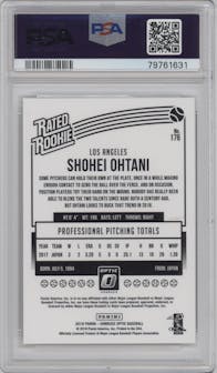 Shohei Ohtani from the 2018 Panini Donruss Optic set graded by PSA and given an overall grade of 10.