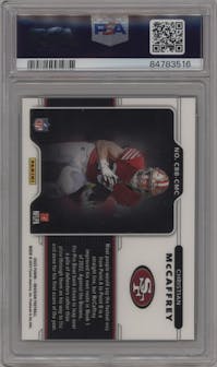 Christian McCaffrey from the 2022 Panini Obsidian set graded by PSA and given an overall grade of 10.