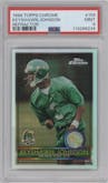 Keyshawn Johnson from the 1996 Topps Chrome set featuring a Refractor parallel graded by PSA and given an overall grade of 9.