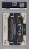 Rob Gronkowski from the 2023 Panini Select set featuring a Gold Dragon Scale parallel graded by PSA and given an overall grade of 10.