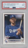 Clayton Kershaw from the 2022 Topps Opening Day set graded by PSA and given an overall grade of 9.