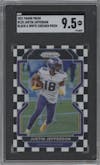 Justin Jefferson from the 2021 Panini Prizm set featuring a Black & White Checker parallel graded by SGC and given an overall grade of 9.5.