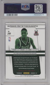 Giannis Antetokounmpo from the 2013-14 Panini Prizm set graded by PSA and given an overall grade of 10.