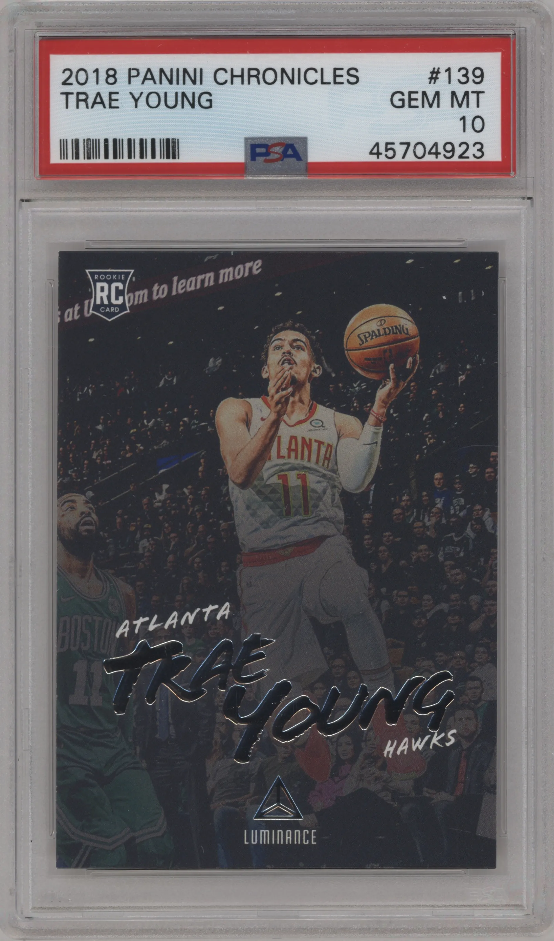 2018 Panini Chronicles Luminance Trae Young PSA 10