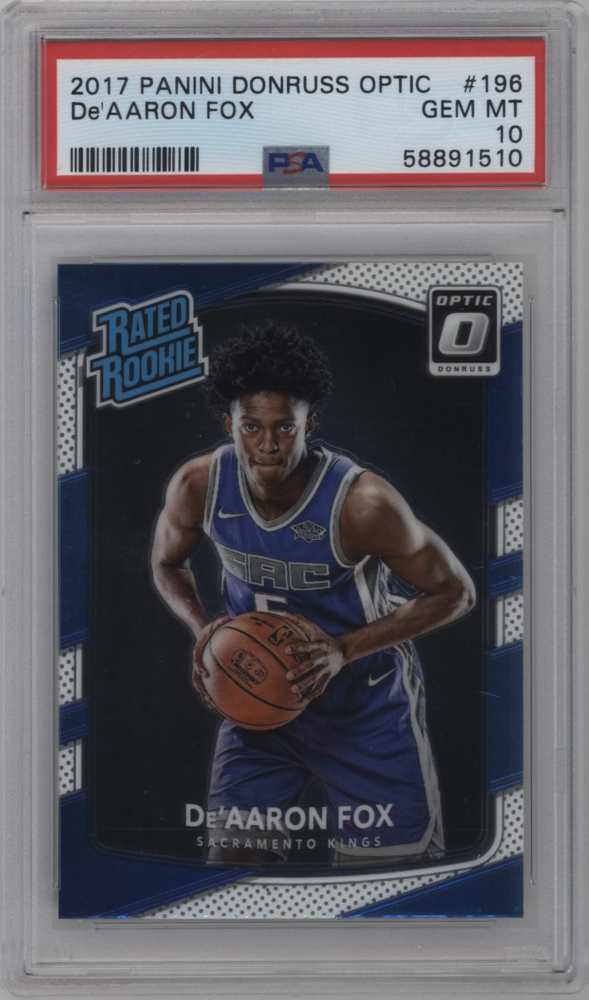 2017 Panini Donruss Optic Rated Rookie De'Aaron Fox PSA 10
