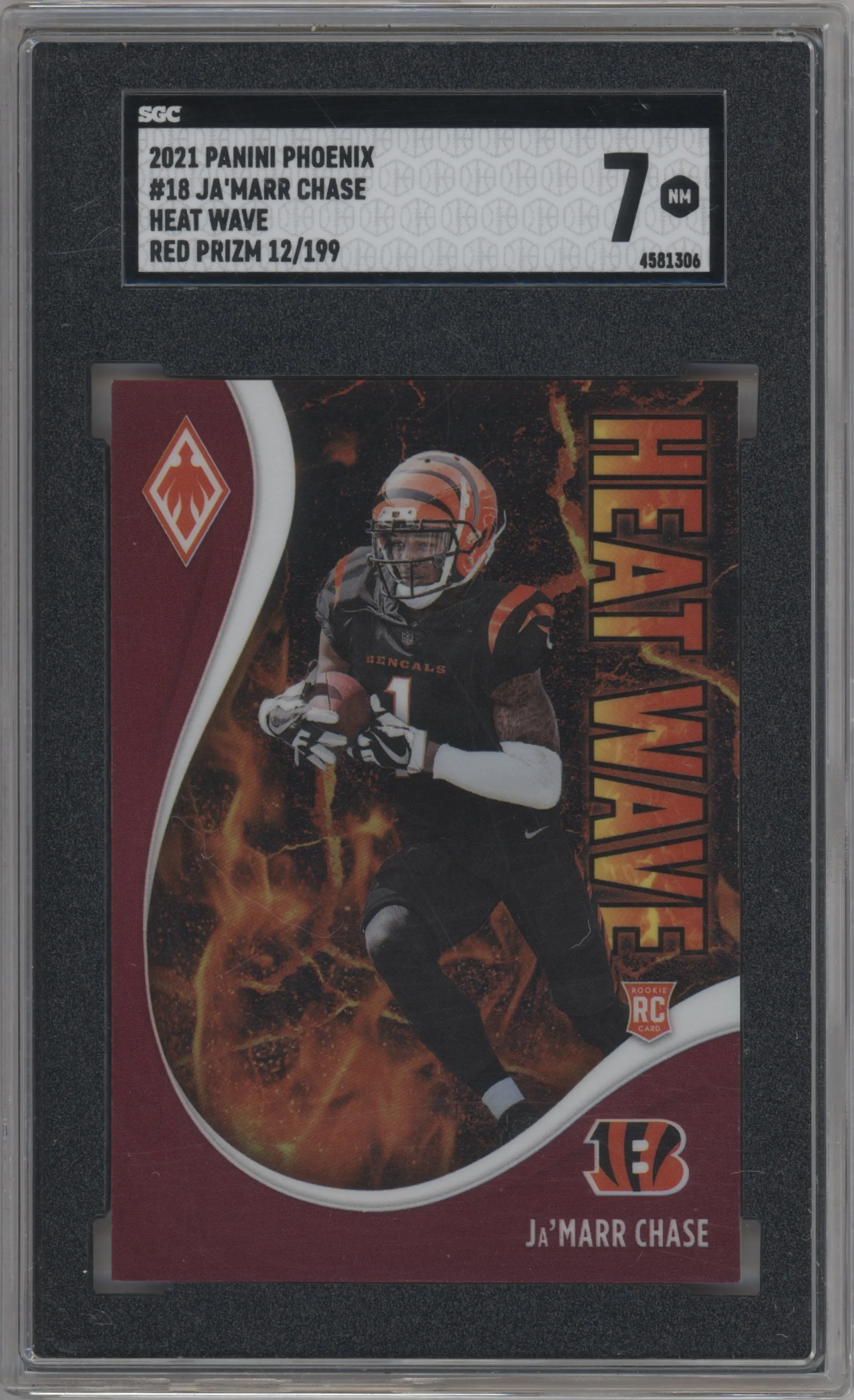 2021 Panini Phoenix Heat Wave Ja'Marr Chase Red SGC 7