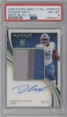 D'Andre Swift from the 2020 Panini Immaculate Collection set featuring a Gold parallel graded by PSA and given an overall grade of 8.