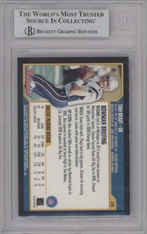 Tom Brady from the 2000 Bowman set graded by Beckett and given an overall grade of 8.5.