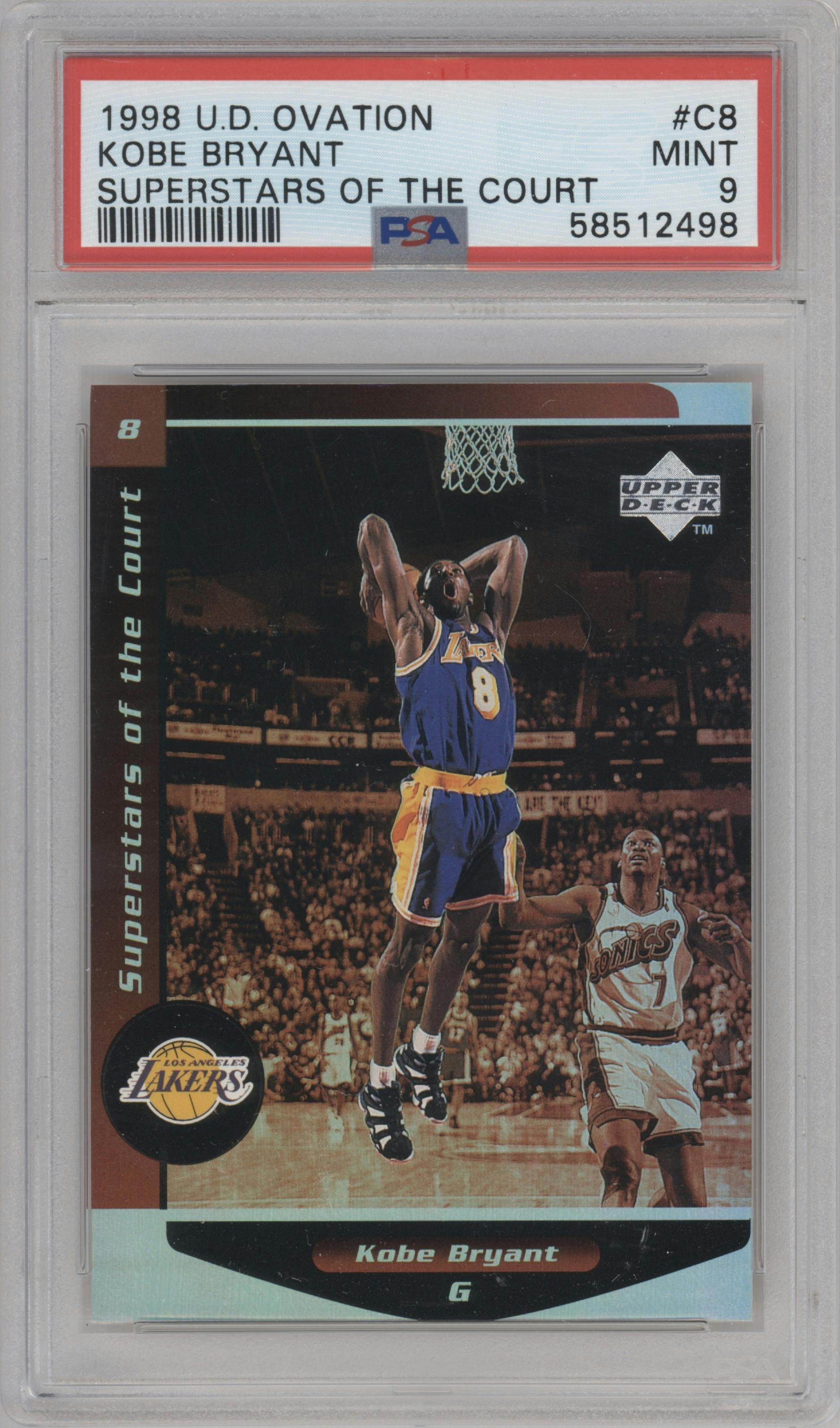 Kobe Bryant from the 1998-99 Upper Deck Ovation set graded by PSA and given an overall grade of 9.