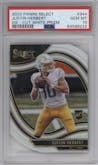 Justin Herbert from the 2020 Panini Select set featuring a Die-Cut White parallel graded by PSA and given an overall grade of 10.