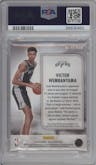 Victor Wembanyama from the 2023-24 Panini NBA Hoops set graded by PSA and given an overall grade of 9.