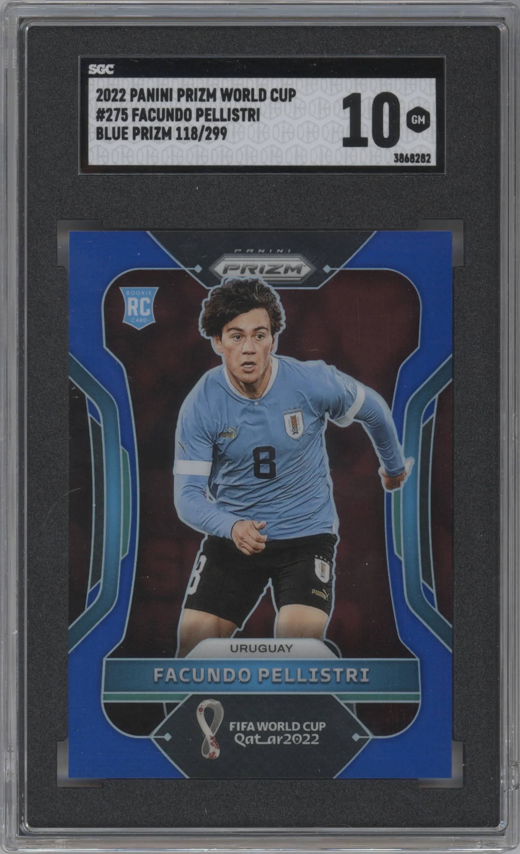 2022 Panini Prizm FIFA WC Qatar Facundo Pellistri Blue Prizm #275 SGC 10