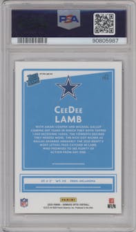 CeeDee Lamb from the 2020 Panini Donruss Optic set featuring a Red Mojo parallel graded by PSA and given an overall grade of 10.