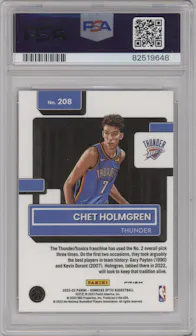Chet Holmgren from the 2022-23 Panini Donruss Optic set featuring a Photon parallel graded by PSA and given an overall grade of 10.