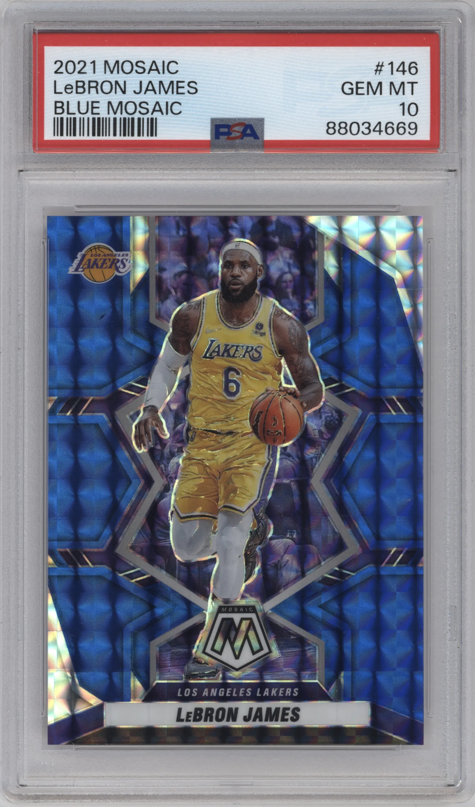 2021 Panini Mosaic LeBron James Blue Mosaic PSA 10