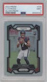 C.J. Stroud from the 2023 Panini Prizm set featuring a Silver Prizm parallel graded by PSA and given an overall grade of 9.