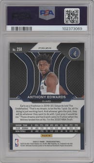 Anthony Edwards from the 2020-21 Panini Prizm set featuring a Silver Prizm parallel graded by PSA and given an overall grade of 10.
